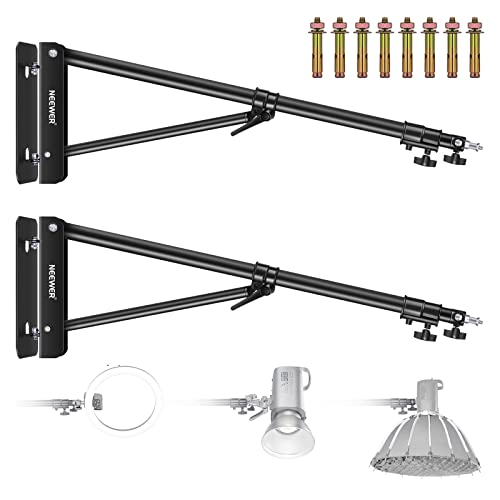 NEEWER 2er-Pack dreieck Wandmontage Auslegerarm für Fotografie Studio Video Blitzlichter Monolights Softboxen Schirme Reflektoren, 180 Grad Flexible Drehung, maximale Länge 180CM (Schwarz) von NEEWER