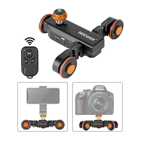 NEEWER 3 Räder Drahtloser Videokamera Stativ Dolly,3 Gang Motorisierte Elektrische Schiene Dolly Auto mit Fernbedienung,Kompatibel mit DSLR Kamera Camcorder Gopro iPhone Smartphone(Schwarz) von NEEWER