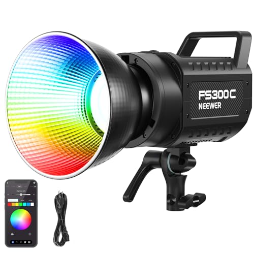 NEEWER 300W RGB LED Videolicht mit APP/2.4G Steuerung, 17 Effekte, 2500K-7500K 36000lux/1m COB Dauerlicht, CRI95+/TLCI97+ Bowens Mount für Studiofotografie und Videoaufnahmen, FS300C NEEWER 300W RGB LED Videolicht mit APP/2.4G Steuerung, 17 Effekte, 2500K-7500K 36000lux/1m COB Dauerlicht, CRI95+/TLCI97+ Bowens Mount für Studiofotografie und Videoaufnahmen, FS300C von NEEWER