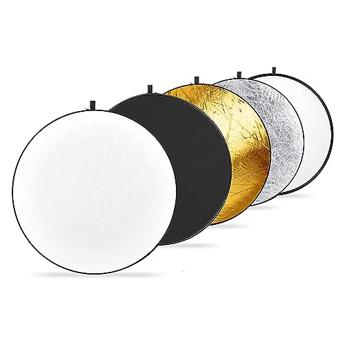NEEWER 30cm Lichtreflektor Lichtdiffusor 5 in 1 zusammenklappbare Multischeibe mit Tasche, durchscheinend, Silber, Gold, Weiß und Schwarz für Studio Fotografie Beleuchtung und Außenbeleuchtung von NEEWER