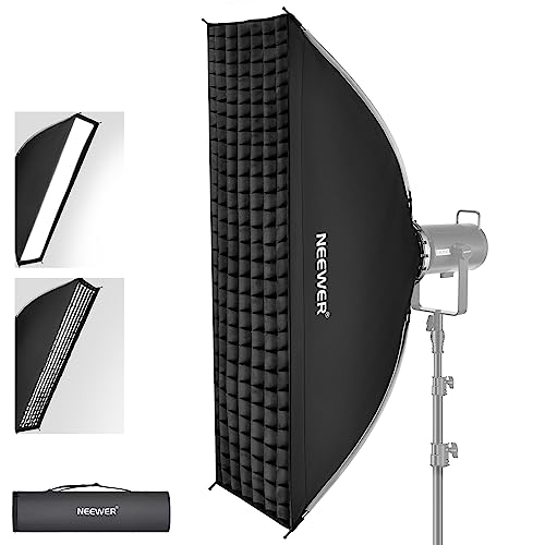 NEEWER 30x120cm rechteckige Softbox, schnell auf und abgebaut mit Diffusoren/Strahlgitter/Tasche, kompatibel mit Aputure 120d Godox SL60w NEEWER RGB CB60 und Anderen Bowens Leuchten, SF30120Q von NEEWER