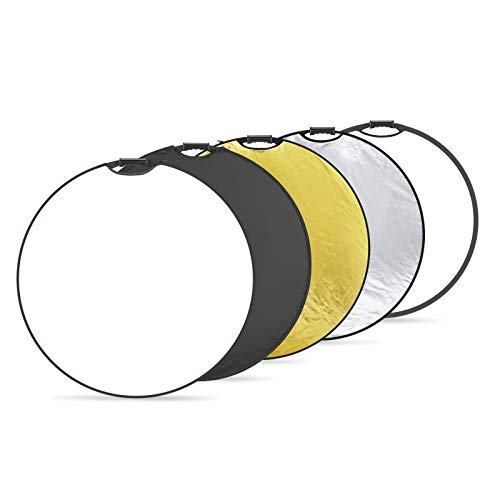 NEEWER 32 Zoll/80cm Lichtreflektor Lichtdiffusor 5 in 1 zusammenklappbar Multi Disc mit Tasche, Transluzent, Silber, Gold, Weiß und Schwarz für Studio Fotografie Beleuchtung & Außenbeleuchtung von NEEWER