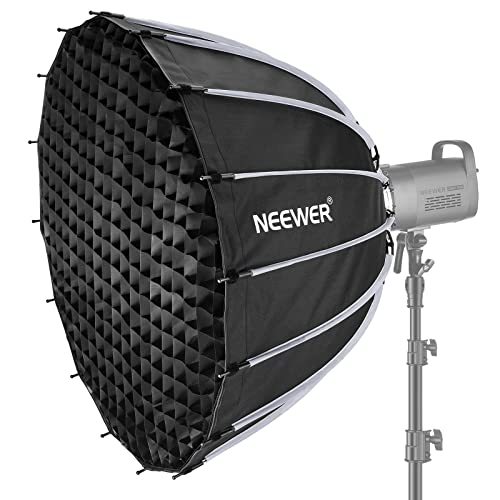 NEEWER 34Zoll/85cm Parabolic Softbox Quick Setup Quick Folding, mit Diffusoren/Wabengitter/Tasche, kompatibel mit Aputure 120d Light Dome Godox sl60w NEEWER RGB CB60 und Anderen Bowens Mount Lights von NEEWER