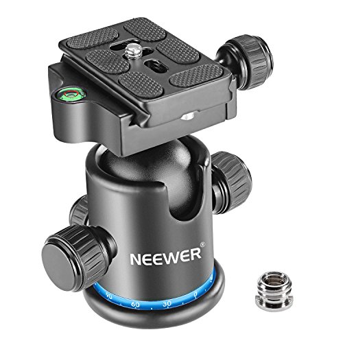 NEEWER 36MM Stativ Kugelkopf 360° Panorama Metall mit Arca Typ Schnellwechselplatte, 1/4" Schraube 3/8" Gewinde Halterung, Max Last 8kg, Stativkopf für Monopod, Slider, DSLR Kamera, Camcorder (Blau) von NEEWER