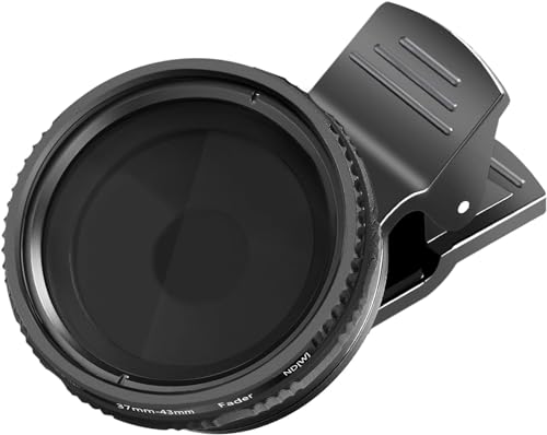 NEEWER 37mm Clip On ND2-ND400 Handy Kamera Objektiv Filter Kit: Einstellbarer Neutraldichtefilter mit Telefonclip Kompatibel mit iPhone 16 15 14 Pro Max Samsung Android Smartphones iPad und mehr von NEEWER