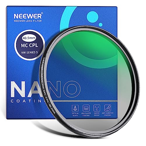 NEEWER 40.5mm Polfilter 24 Schichten Multi Resistant Nano MC CPL Zirkular Polarisationsfilter mit HD Glas/Ultra Slim für Kameraobjektive, Reflexion reduzieren/Kontrast verbessern/Blendung reduzieren von NEEWER