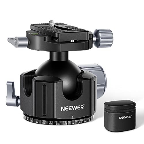 NEEWER 44mm Low Profile Kugelkopf Stativkopf,Heavy Duty CNC Aluminiumlegierung mit doppeltem 360°Panorama& 1/4" Schraube Arca Typ QR Platte für DSLR Kamera,Camcorder,Stativ,Einbeinstativ,Max.Last:25kg von NEEWER