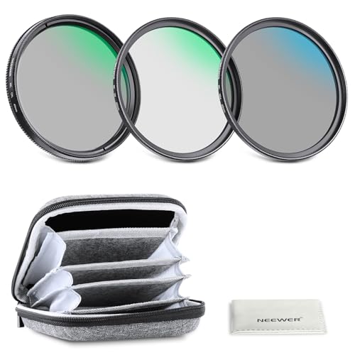 NEEWER 46mm UV/CPL/ND Objektiv Filter Set mit Hartschalenetui, vergütetes optisches Glas Zubehör& Aluminiumrahmen Ultraviolett Filter + Zirkular Polarisationsfilter(CPL) + Neutraldichte(ND4) Filter von NEEWER