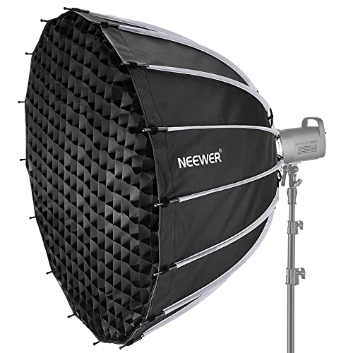 NEEWER 47,2Zoll/120cm Parabolic Softbox Quick Setup Quick Folding, mit Diffusoren/Wabengitter/Tasche, kompatibel mit Aputure 120d Light Dome Godox sl60w NEEWER RGB CB60 und Anderen Bowens Mount Lights von NEEWER