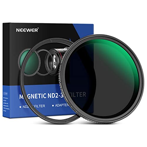 NEEWER 49mm Magnetisches Variable ND Filter ND2-ND32 (1-5 Stopps) mit Magnetic Adapterring HD Einstellbarer Graufilter mit wasserdichter doppelseitiger 30 Lagen Beschichtung kein X Kreuz von NEEWER