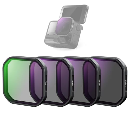 NEEWER 4er Pack ND Polarisationsfilter Set, kompatibel mit Insta360 Ace Pro 2, PL/ND8/ND16/ND32 Graufilter und Polarisationsfilter Kit, Snap On Action Kamera Zubehör, FL-A95 von NEEWER