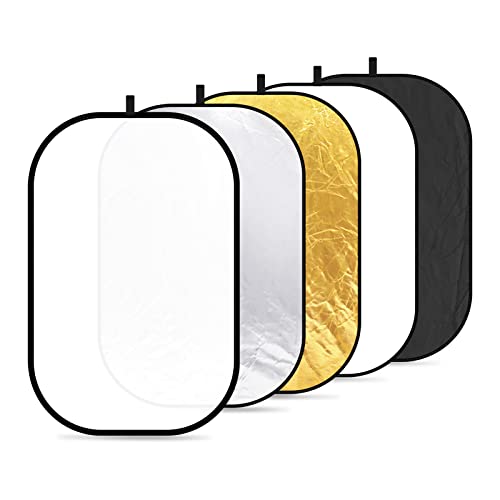 NEEWER 5 in 1 Reflektor 47"x71"/120x180cm Lichtreflektor für Fotografie, Tragbarer Faltbarer Multi Disc mit Tasche - Transluzent, Silber, Gold, Schwarz, Weiß Diffusor für Studio und Außenbeleuchtung von NEEWER