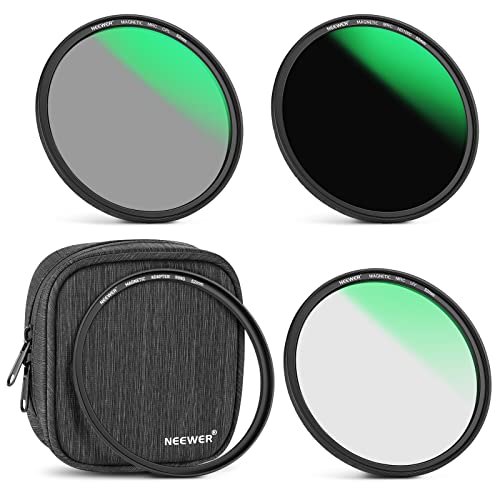 NEEWER 52mm 4 in 1 Magnetisches ND Filter Set mit Graufilter ND1000 Filter +MCUV+CPL+Adapterring 42 Schichten Beschichtungen/ultradünn/wasserdicht/Kratzfest Magnetic ND Filter Kit& Tasche von NEEWER