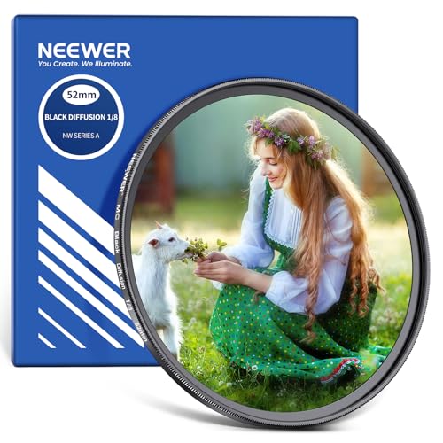 NEEWER 52mm Black Diffusion 1/8 Filter, Weicher, verträumter Kinoeffekt Filter, ultradünnes, wasserabweisendes, kratzfestes optisches Glas, mehrere Nanobeschichtungen für Video/Vlog/Porträtfotografie NEEWER 52mm Black Diffusion 1/8 Filter, Weicher, verträumter Kinoeffekt Filter, ultradünnes, wasserabweisendes, kratzfestes optisches Glas, mehrere Nanobeschichtungen für Video/Vlog/Porträtfotografie von NEEWER