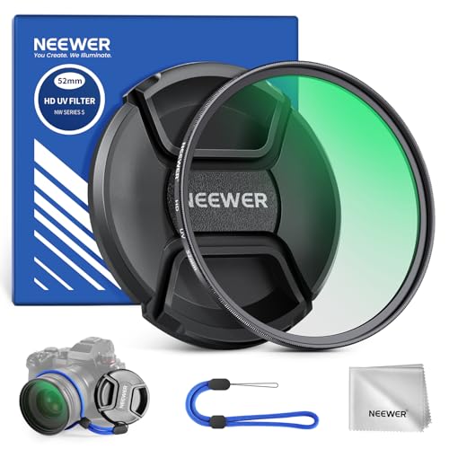 NEEWER 52mm MC UV Schutzfilter mit Objektivdeckel, mehrfach beständige Nanobeschichtungen/optisches HD Glas/wasserabweisend/Kratzfest/ultraschlanker Rahmen aus Aluminiumlegierung/Ultraviolett Filter NEEWER 52mm MC UV Schutzfilter mit Objektivdeckel, mehrfach beständige Nanobeschichtungen/optisches HD Glas/wasserabweisend/Kratzfest/ultraschlanker Rahmen aus Aluminiumlegierung/Ultraviolett Filter von NEEWER
