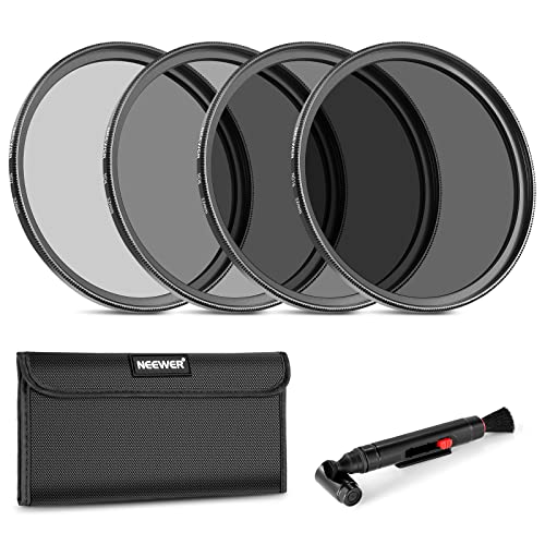 NEEWER 52mm ND Filter Set ND2 ND4 ND8 ND16, Objektivreinigungsstift, Filterbeutel, Graufilter Set, kompatibel mit Canon Nikon Sony Panasonic DSLR Kameras mit 52mm Objektiv von NEEWER