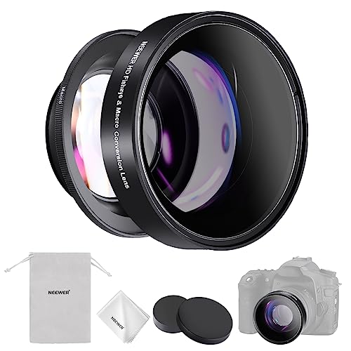 NEEWER 58mm 0,43X HD 2 in 1 Weitwinkel&Makroobjektiv, Ultraweitwinkelobjektiv mit 18mm Brennweite kompatibel mit Canon EOS T7 T8i R7 R10 R50 Nikon D3500 D7500 D3300 D3400 D850 Fujiflim X-T5 T4, LS-20 von NEEWER