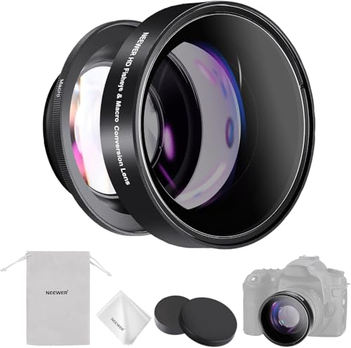 NEEWER 58mm 0,43X HD 2 in 1 Weitwinkel&Makroobjektiv, Ultraweitwinkelobjektiv mit 18mm Brennweite kompatibel mit Canon EOS T7 T8i R7 R10 R50 Nikon D3500 D7500 D3300 D3400 D850 Fujiflim X-T5 T4, LS-20 von NEEWER