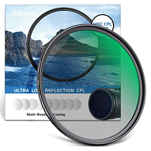 NEEWER 58mm Polarisationsfilter(Polfilter),CPL Filter mit 30 lagiger Mehrschicht Polarisationsfolie,Blendung reduzieren/Kontrast verbessern/Ultra dünn/Reflexion reduziert/HD optisch Glas von NEEWER