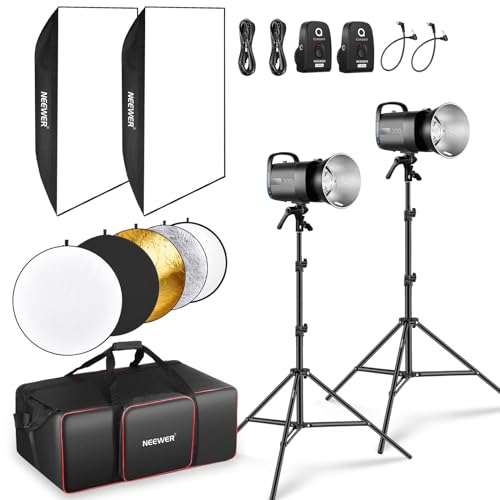 NEEWER 600Ws Studio Monolight Strobe Flash Set 2er Pack S101-300W PRO 5600K Blitzlicht Studio mit 2,4G Auslöser/150W Einstelllampe/Bowens Mount/Softboxen/Ständer/Reflektor/Tasche, kompatibel mit QPRO NEEWER 600Ws Studio Monolight Strobe Flash Set 2er Pack S101-300W PRO 5600K Blitzlicht Studio mit 2,4G Auslöser/150W Einstelllampe/Bowens Mount/Softboxen/Ständer/Reflektor/Tasche, kompatibel mit QPRO von NEEWER