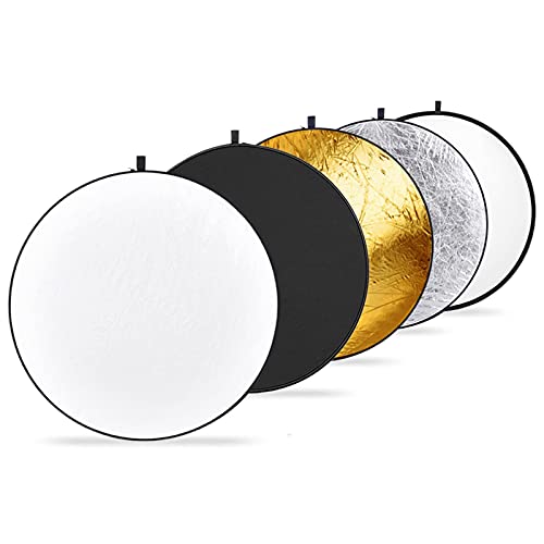NEEWER 60cm Lichtreflektor Lichtdiffusor 5 in 1 zusammenklappbare Multischeibe mit Tasche, durchscheinend, Silber, Gold, Weiß und Schwarz für Studio Fotografie Beleuchtung und Außenbeleuchtung von NEEWER