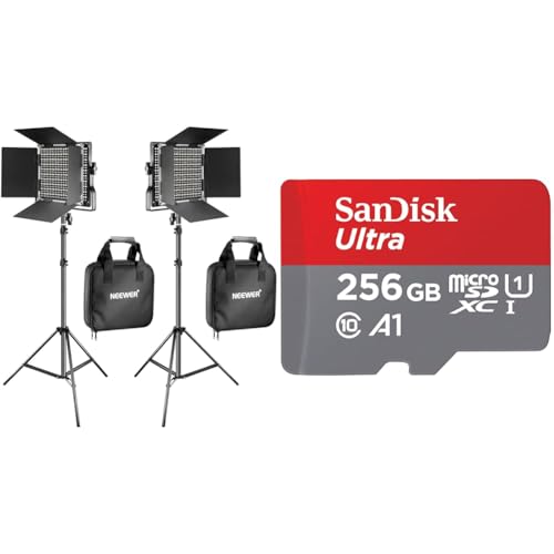 NEEWER 660 LED Videolicht Panel 2 Set mit Stativ: 2 Bi Farbe CRI96+ LED Videoleuchte Fotolicht & SanDisk Ultra Android microSDXC UHS-I Speicherkarte 256 GB + Adapter Für Smartphones und Tablets NEEWER 660 LED Videolicht Panel 2 Set mit Stativ: 2 Bi Farbe CRI96+ LED Videoleuchte Fotolicht & SanDisk Ultra Android microSDXC UHS-I Speicherkarte 256 GB + Adapter Für Smartphones und Tablets von NEEWER