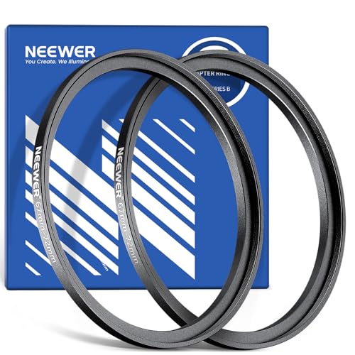 NEEWER 67-72mm Step Up Adapterring (2er Pack) mit Reinigungstuch, ultraschlanker Objektivfilter Adapterring aus Aluminiumlegierung für 67mm Kameraobjektive zur Verwendung von 72mm Filtern von NEEWER
