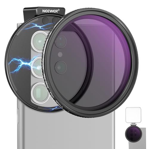 NEEWER 67mm Clip On Variable ND2-ND32 Handy Objektiv Filter Set Telefon Clip mit magnetischem Adapterring/Cold Shoe/Verriegelungsknopf HD Filter für iPhone 16 15 Pro Max 14 13 Galaxy S22 S23 S24 Ultra NEEWER 67mm Clip On Variable ND2-ND32 Handy Objektiv Filter Set Telefon Clip mit magnetischem Adapterring/Cold Shoe/Verriegelungsknopf HD Filter für iPhone 16 15 Pro Max 14 13 Galaxy S22 S23 S24 Ultra von NEEWER