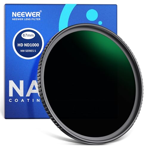 NEEWER 67mm Graufilter ND1000 (10 Stops) ND Filter mit Nanobeschichtungen/optisch HD Glas/ultradünner Matter schwarzer Rahmen Neutral Dichte Graufilter von NEEWER