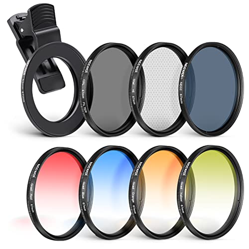 NEEWER 67mm ND+CPL+Effekt Filter Set mit Handy Phone Objektiv Klammer, Polfilter ND32, 6 Punkt Sternfilter 4 abgestufte Farbfilter kompatibel mit iPhone 16 15 Pro Max 13 12 X Xs Samsung Huawei von NEEWER