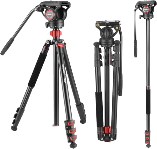 NEEWER 72" Fluidkopf Video Einbeinstativ, Schnellwechselplatte kompatibel mit DJI RS Gimbal Manfrotto, 360° Schwenken und +90°/-70° Neigen für DSLR Kamera Camcorder, maximale Belastung 8kg, TP72A von NEEWER