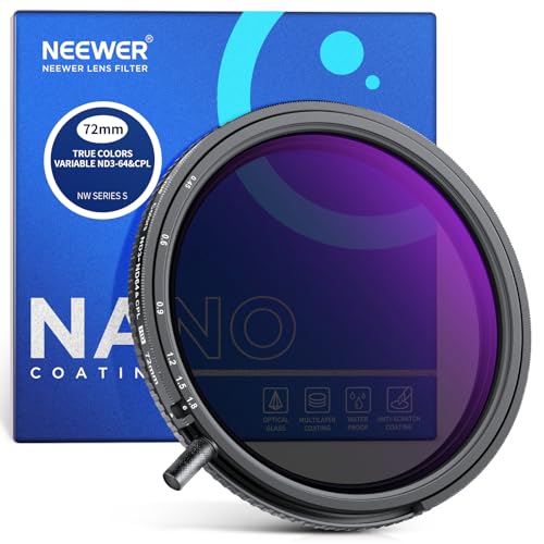 NEEWER 72mm True Color Variabler ND und CPL Filter mit Pusher, ND3-64(1,5-6 Stop), 2 in 1 einstellbare begrenzte Neutraldichte und Polfilter, beschichtetes optisches HD Glas Zubehör/Alrahmen von NEEWER