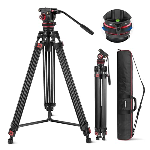 NEEWER 189cm Videostativ mit Dämpfung Fluidkopf, Metall Heavy Duty Dual Mode QR Platte, Kamera Stativ kompatibel mit DJI RS Gimbals Manfrotto, TP75 von NEEWER