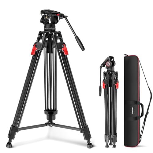 NEEWER 76“ Video Kamera Stativ mit Fluid Kopf, Aluminium Heavy Duty Stativ Stand, Dual Modus QR Platte für DSLR Kameras Camcorder, Max Load 17.6lb, LL27 von NEEWER