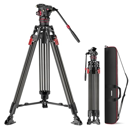 NEEWER 78" Kohlefaser Video Kamerastativ, dämpfender einstellbarer Fluidkopf Ein Schritt Schnellverschluss mit QR Platte und Griff robustes Stativ für DSLR Kamera und Camcorder max Tragkraft 10kg LL37 NEEWER 78" Kohlefaser Video Kamerastativ, dämpfender einstellbarer Fluidkopf Ein Schritt Schnellverschluss mit QR Platte und Griff robustes Stativ für DSLR Kamera und Camcorder max Tragkraft 10kg LL37 von NEEWER