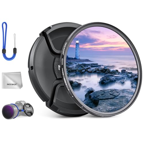 NEEWER 82mm ND2-32 (1-5 Stops) Variabler ND Filter Graufilter mit Objektivdeckel Reinigungstuch, Präzise Einstellung der Neutraldichte, mehrfach beschichtetes optisches Glas, Kamera Fotografie Zubehör von NEEWER