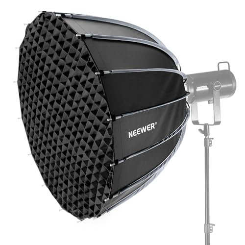 NEEWER 90 cm Parabol-Softbox Bowens Halterung, Schnellspanner mit Diffusoren/Gitter/Tasche für Video Dauerbeleuchtung CB60 CB200B MS60 MS150B Q4 Kompatibel mit Godox Amaran 100x Aputure 600d, NS90P von NEEWER