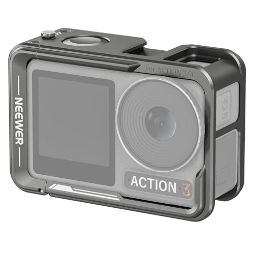 NEEWER Action 3 Kamerakäfig, Ganzmetall Schutz Video Rig für Osmo Action 3, kompatibel mit DJI Mikrofon, mit Zubehörschuh, 1/4" Gewinde, Auslöser, kompatibel mit Original Magnethalterung, AC004 von NEEWER