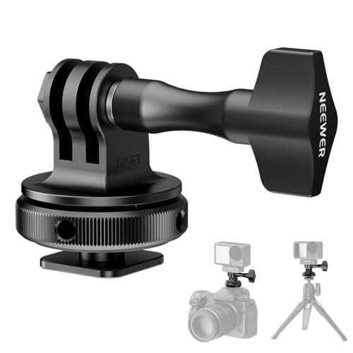 NEEWER Action Kamera Cold Shoe Mount Adapter, kompatibel mit GoPro Zubehör Go Pro DJI Insta360 AKASO, Metall Hot Shoe Halterung mit 1/4" Gewinde für Mini Stativ Selfie Stick, 180° Neigung, GP-63 NEEWER Action Kamera Cold Shoe Mount Adapter, kompatibel mit GoPro Zubehör Go Pro DJI Insta360 AKASO, Metall Hot Shoe Halterung mit 1/4" Gewinde für Mini Stativ Selfie Stick, 180° Neigung, GP-63 von NEEWER