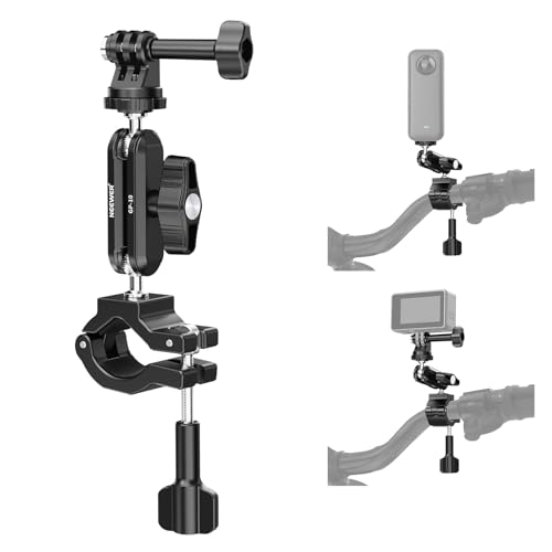 NEEWER Action Kamera Stange Halterung, Zwei 360° Kugelköpfe 1/4“ Schraube Action Kamera Adapter, Halterung für Motorrad Fahrrad Lenker, Kompatibel mit GoPro Hero13 12 11 10 9 Max360 Insta360 DJI Osmo von NEEWER