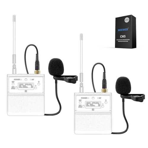NEEWER Ansteckmikrofon (2er Pack), kabelgebundenes Mikrofon, Omnidirektionales Kondensator Lavalier Clip On Mikrofon kompatibel mit Rode Wireless GO II DJI Wireless Mic Sender für Bühne, YouTube, CM5 von NEEWER