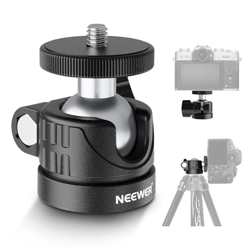 NEEWER BASIC Mini Kugelkopf, tragbarer Stativkopf Kamera Montageadapter mit 1/4" Gewinde für kompakte DSLR Actionkamera, LED Ringlicht, Einbeinstativ Slider, 360° schwenkbar 90° neigbar, Max 2kg, GM01 NEEWER BASIC Mini Kugelkopf, tragbarer Stativkopf Kamera Montageadapter mit 1/4" Gewinde für kompakte DSLR Actionkamera, LED Ringlicht, Einbeinstativ Slider, 360° schwenkbar 90° neigbar, Max 2kg, GM01 von NEEWER