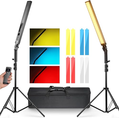 NEEWER Verbesserter LED Video Lichtstab, 2,4G Fernbedienungsset 2er Pack handgeführte dimmbare 3200K~5600K CRI97+ Leuchtstab mit Ständern/Filtern/Tasche für YouTube Video Foto Gaming, BH20B Schwarz NEEWER Verbesserter LED Video Lichtstab, 2,4G Fernbedienungsset 2er Pack handgeführte dimmbare 3200K~5600K CRI97+ Leuchtstab mit Ständern/Filtern/Tasche für YouTube Video Foto Gaming, BH20B Schwarz von NEEWER