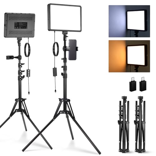NEEWER BASICS 2 Pack LED Video Light Panel Lighting Kit mit 2 59'' Ständer & 2 Telefonhalter, 850lx/0.5m Bi Color 2700K-6500K Dimmbares Studio Licht für Fotografie Filmen Aufnahme Live Stream, BP300 NEEWER BASICS 2 Pack LED Video Light Panel Lighting Kit mit 2 59'' Ständer & 2 Telefonhalter, 850lx/0.5m Bi Color 2700K-6500K Dimmbares Studio Licht für Fotografie Filmen Aufnahme Live Stream, BP300 von NEEWER