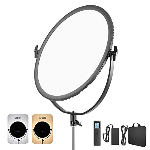 NEEWER Bi-Color Rund LED Videolicht ultradünne Studio Edge Flapjack LED Panel Licht,45,5cm 70W dimmbares Videoleuchte, 2,4G drahtloser Fernbedienung von NEEWER