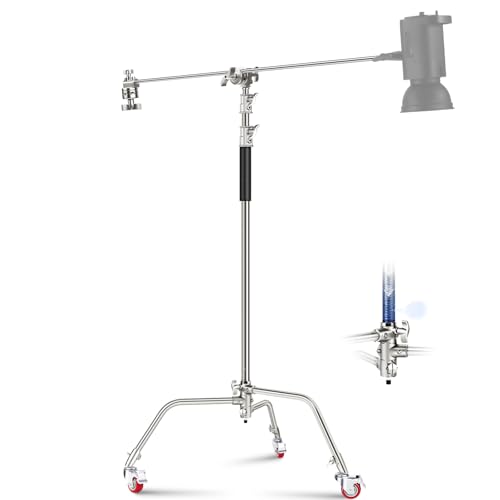 NEEWER Heavy Duty Licht C Stand Metall 11,15ft/3,4m Einstellbare Fotografie Stativ C Ständer mit eingebauten Feder Kissen und 1/4”Schraube für Studio LED Licht DSLR Kamera Max Last: 22lb/10kg, Schwarz von NEEWER