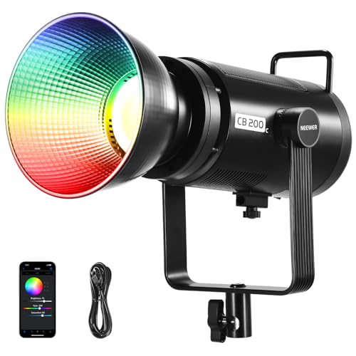 NEEWER CB200C 200W RGBWW COB LED Video Licht, APP/2.4G 360° Farbe 2500K-7500K (Duv±0.0003) 23000Lux/m Bowens Metallgehäuse Leise Dauerlicht TLCI/CRI97+ für Fotografie Videoaufnahme NEEWER CB200C 200W RGBWW COB LED Video Licht, APP/2.4G 360° Farbe 2500K-7500K (Duv±0.0003) 23000Lux/m Bowens Metallgehäuse Leise Dauerlicht TLCI/CRI97+ für Fotografie Videoaufnahme von NEEWER