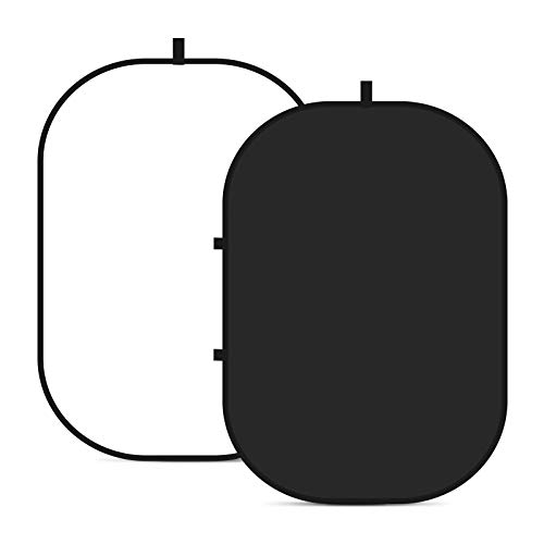 NEEWER Chromakey Backdrops, doppelseitiger schwarzer und weißer Bildschirm, 2 in 1 Faltbarer und umkehrbarer Hintergrund für Fotografie, Gaming und Live Streaming, 5'×6.6'/1.5m×2m (Schwarz/Weiß) von NEEWER
