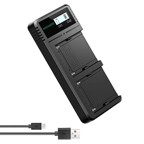 NEEWER Dual USB-Ladegerät Kompatibel mit Sony NP-F970 NP-F960 NP-F950 NP-F930 NP-F770 NP-F750 NP-F570 NP-F550 Kameraakku, Schnellladegerät mit LCD-Display, Vielseitige Lademöglichkeiten von NEEWER