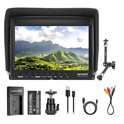 NEEWER F100 7Zoll Kamera Feldmonitor Video Assist Slim IPS 1280x800 HDMI Eingang 1080p mit 2600mA Li Ionen Akku/USB Ladegerät, Magic Arm für DSLR Kameras,Stabilisator, Film Video Herstellung Rig von NEEWER